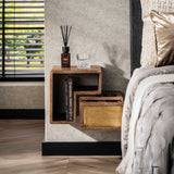 Bedside Tables - Solano Set of 2 Bedside Tables Solid Mango Sand Brass - Dimehouse