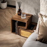 Bedside Tables - Solano Set of 2 Bedside Tables Solid Mango Sand Brass - Dimehouse