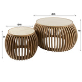 Coffee tables - Vento Curve Coffee table Ø75 solid mango sand set of 2 - Dimehouse