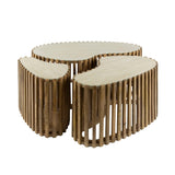 Coffee tables - Vento kidney-shaped coffee table set of 3 travertine solid mango sand - Dimehouse