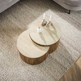 Coffee Tables - Vento Half Round Coffee Table Set Ø60 Solid Mango Sand - Dimehouse