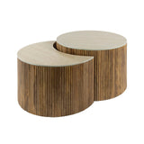 Coffee Tables - Vento Half Round Coffee Table Set Ø60 Solid Mango Sand - Dimehouse