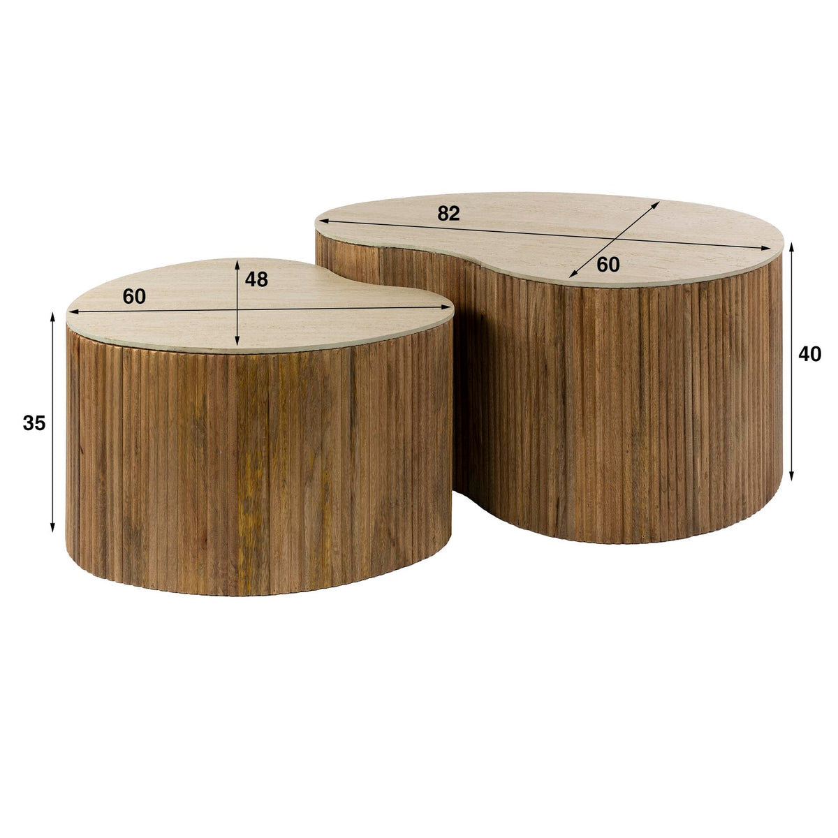 Coffee Tables - Vento Set of 2 Kidney Shaped Coffee Tables Mango Sand - Dimehouse