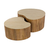Coffee Tables - Vento Set of 2 Kidney Shaped Coffee Tables Mango Sand - Dimehouse