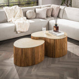Coffee Tables - Vento Set of 2 Kidney Shaped Coffee Tables Mango Sand - Dimehouse