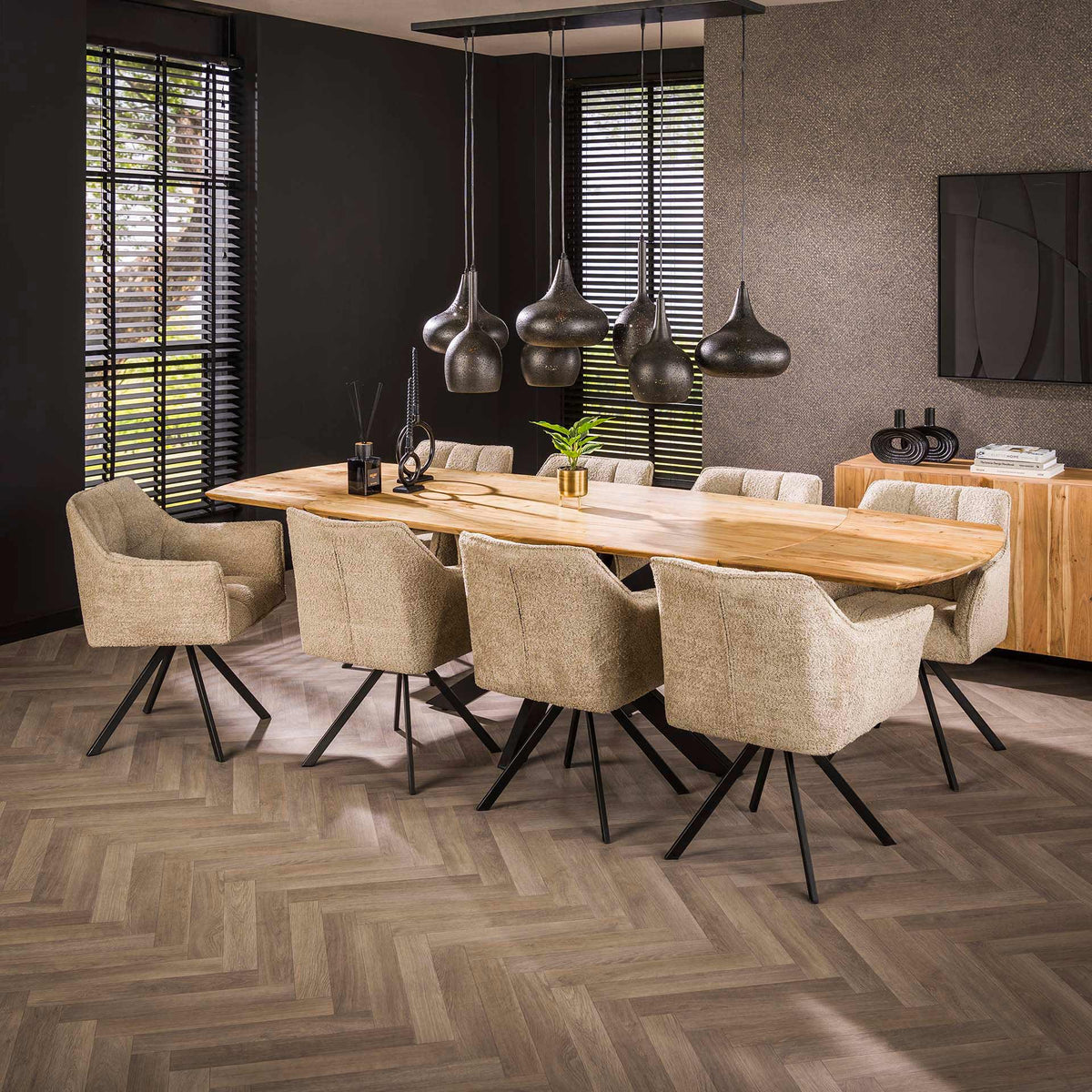 Dining tables - Extendable Dining Table Mack Danish Oval Acacia Wood 175 - 275x90 cm - Dimehouse