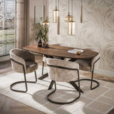 Dining tables - Danish oval dining table walnut brown solid acacia wood Tavon 150x90 cm - Dimehouse