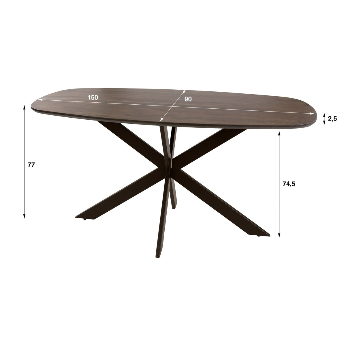 Dining tables - Danish oval dining table walnut brown solid acacia wood Tavon 150x90 cm - Dimehouse