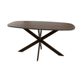 Dining tables - Danish oval dining table walnut brown solid acacia wood Tavon 150x90 cm - Dimehouse