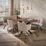 Dining tables - Danish oval dining table walnut brown solid acacia wood Tavon 180x95 cm - Dimehouse