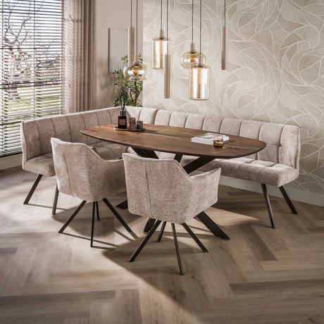 Dining tables - Danish oval dining table walnut brown solid acacia wood Tavon 180x95 cm - Dimehouse