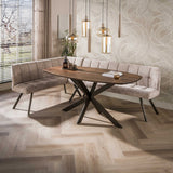 Dining tables - Danish oval dining table walnut brown solid acacia wood Tavon 180x95 cm - Dimehouse