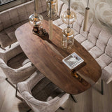 Dining tables - Danish oval dining table walnut brown solid acacia wood Tavon 180x95 cm - Dimehouse