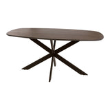 Dining tables - Danish oval dining table walnut brown solid acacia wood Tavon 180x95 cm - Dimehouse