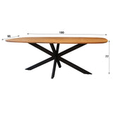 Dining tables - Danish Oval Dining table Tavon Acacia wood 180x95 cm - Dimehouse