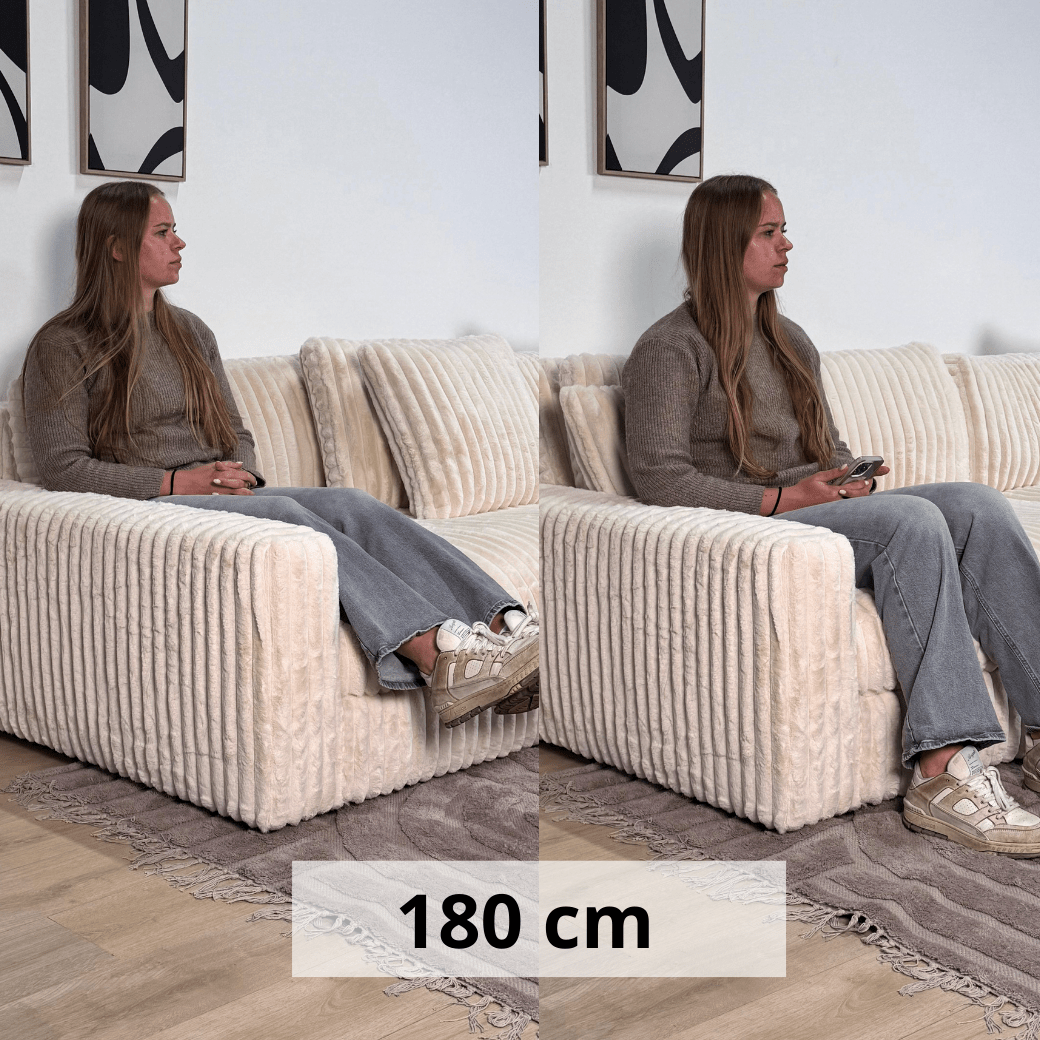Sofas - 3-seater corner sofa XXL Beige Ribbed sofa Nia - Dimehouse