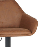 Bar Stools - Venom Bar Stool Cognac Eco - leather - Adjustable Swivel Bar Chair with Armrest - Dimehouse
