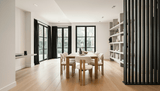 Dining room chairs - Japandi Dining room chair Miyo Bouclé Beige - Walnut look Frame - Dimehouse