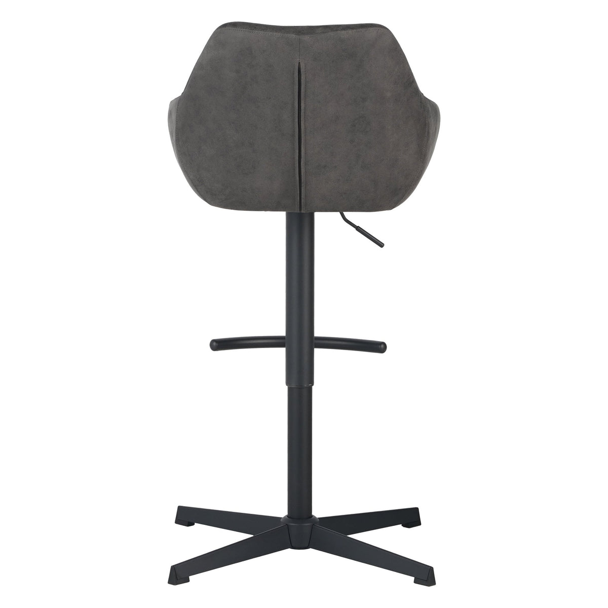 Bar Stools - Venom Bar Stool Anthracite Eco - leather - Adjustable Swivel Bar Chair with Armrest - Dimehouse