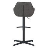 Bar Stools - Venom Bar Stool Anthracite Eco - leather - Adjustable Swivel Bar Chair with Armrest - Dimehouse