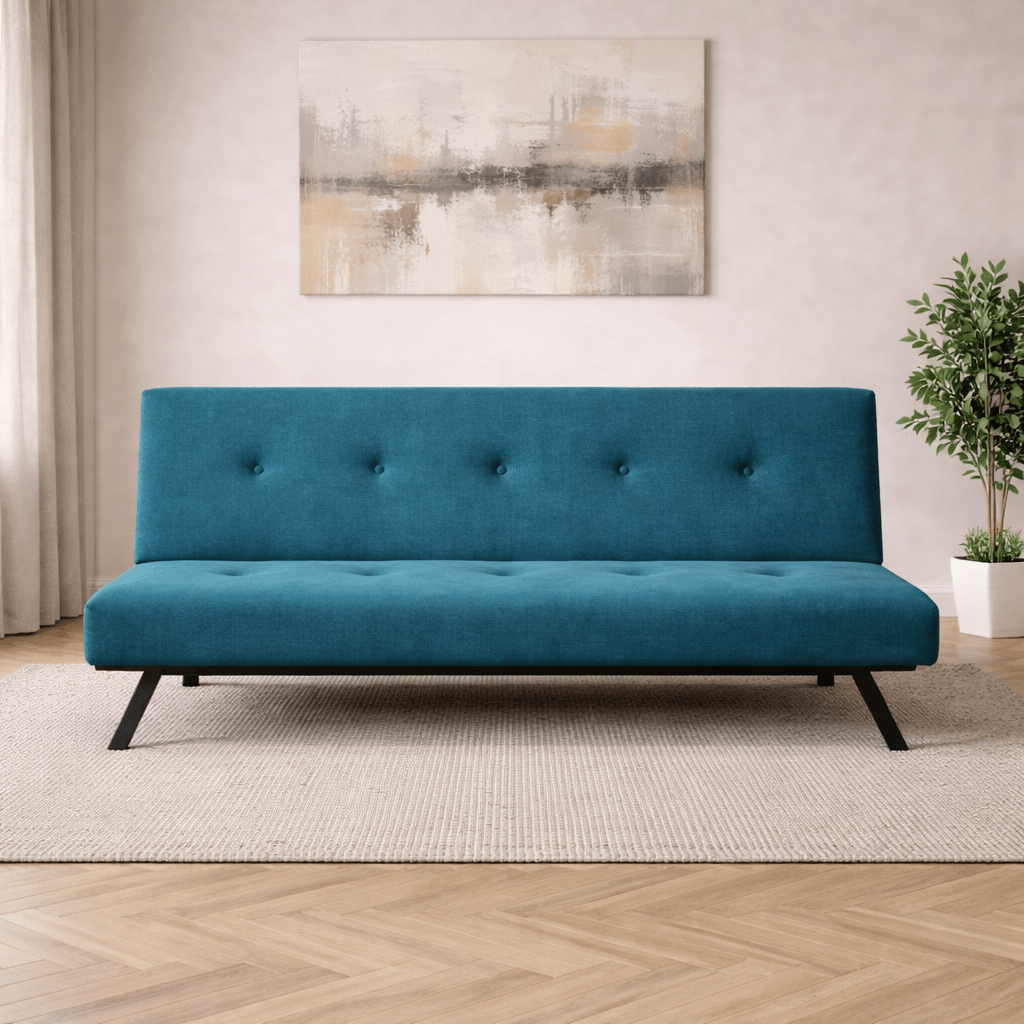 Sofa beds - Sofa bed Petrol blue Fabric 3 - Seater - 180 cm - Without armrests - Zoly - Dimehouse