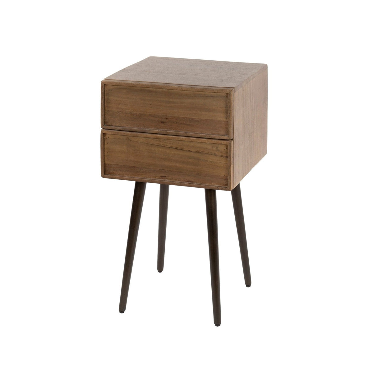 Bedside tables - Bedside table Lio Acacia Drift Brown 2 Drawers - Dimehouse