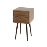 Bedside tables - Bedside table Lio Acacia Drift Brown 2 Drawers - Dimehouse