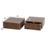 Bedside tables - Floating bedside table Dex Acacia wood Drift brown 1 drawer - Dimehouse