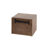 Bedside Tables - Floating Bedside Table Dex Acacia Wood Drift Brown 1 Drawer Open Compartment - Dimehouse