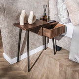Bedside tables - Oslo Bedside Table Left Acacia Wood Drift Brown 1 Drawer - Dimehouse
