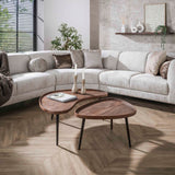 Coffee tables - Coffee table set Kira Organic Acacia Wood Brown Set of 2 - Dimehouse