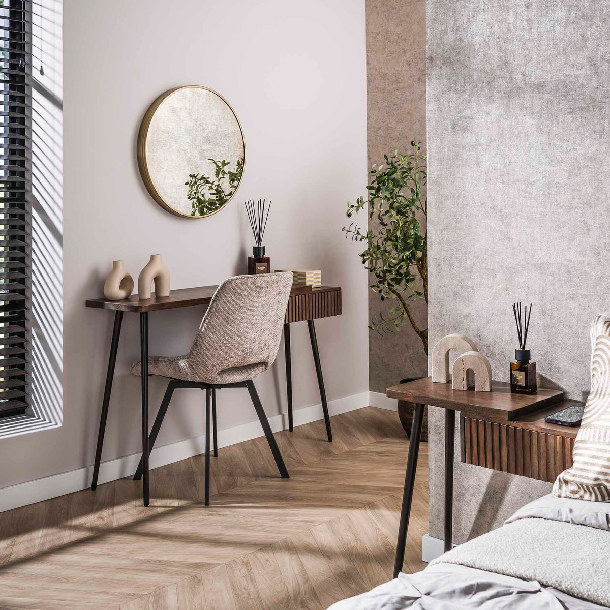 Dressing tables - Dressing table Elin Solid Acacia Drift Brown 120 cm - Dimehouse