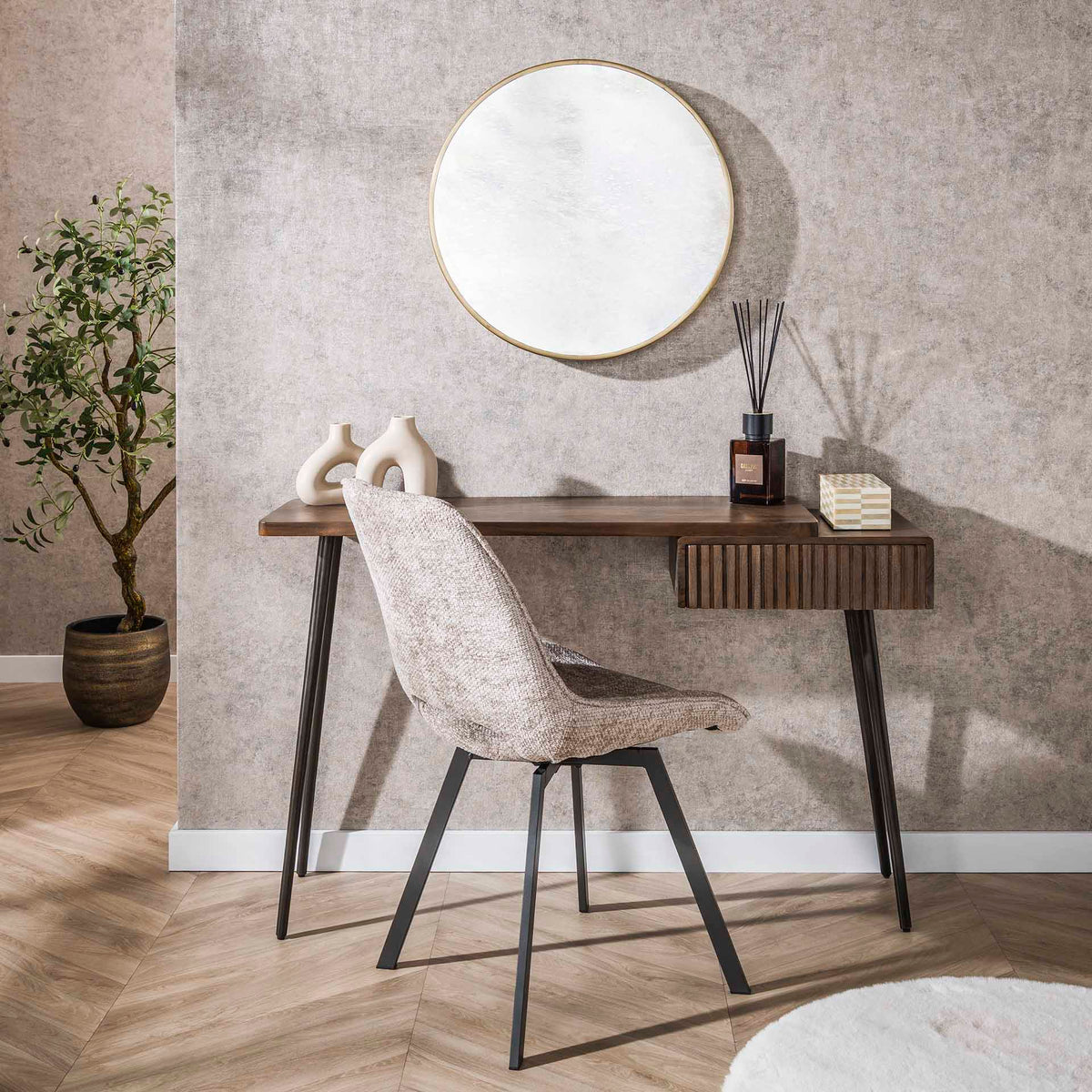 Dressing tables - Dressing table Elin Solid Acacia Drift Brown 120 cm - Dimehouse