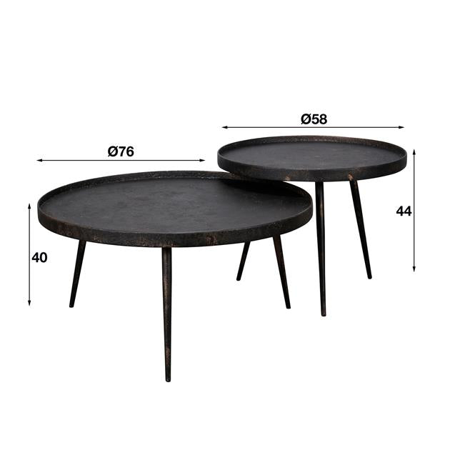 Coffee tables - Industrial coffee table set Owen gray metal - Dimehouse