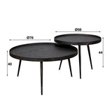 Coffee tables - Industrial coffee table set Owen gray metal - Dimehouse