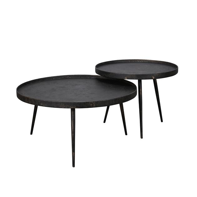 Coffee tables - Industrial coffee table set Owen gray metal - Dimehouse