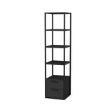 Bookcases - Bookcase Robbins Black Black Anthracite Melamine 39x160x39 cm - Dimehouse