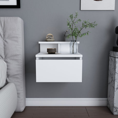 Bedside tables - Bedside table Alice White Melamine 39.8x35x35 cm - Dimehouse
