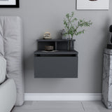 Bedside tables - Bedside table Alice Anthracite Melamine 39.8x35x35 cm - Dimehouse