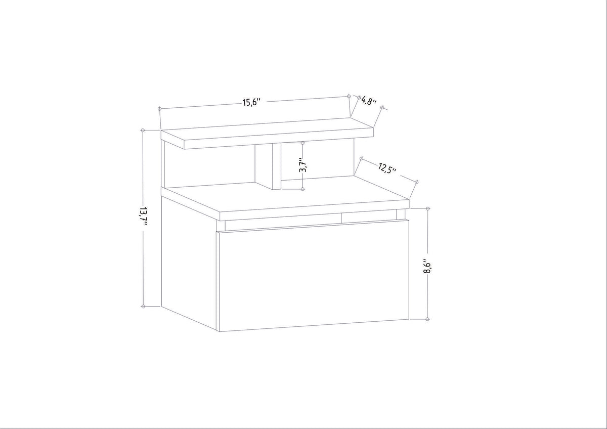 Bedside tables - Bedside table Alice Anthracite Melamine 39.8x35x35 cm - Dimehouse