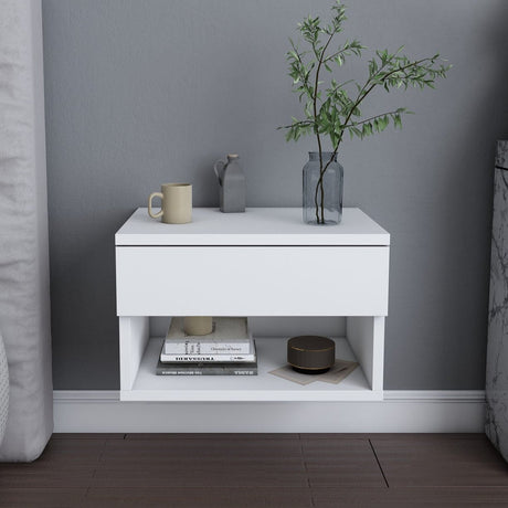 Bedside tables - Bedside table Jamot White Melamine 44.6x31.9x31.9 cm - Dimehouse