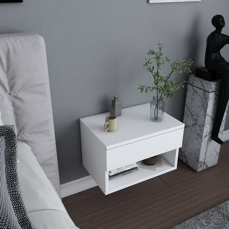 Bedside tables - Bedside table Jamot White Melamine 44.6x31.9x31.9 cm - Dimehouse