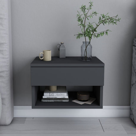 Bedside tables - Bedside table Jamot Anthracite Melamine 44.6x31.9x31.9 cm - Dimehouse