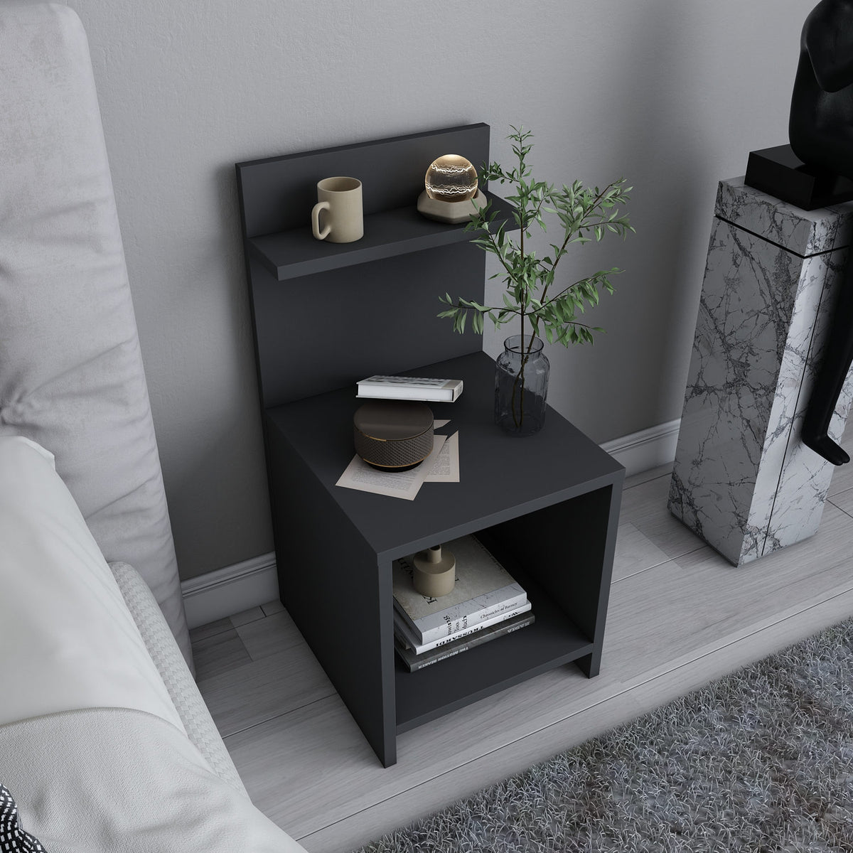 Ullman side cabinet anthracite 72 cm Melamine coated furniture panel