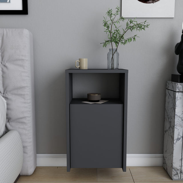 Carlin bedside table anthracite 61.4 cm Melamine-faced wood composite