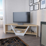 Sares TV cabinet oak look white 120 cm White and oak look Melamine coated wood composite