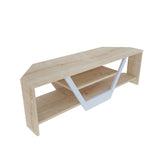 Sares TV cabinet oak look white 120 cm White and oak look Melamine coated wood composite