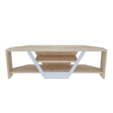 Sares TV cabinet oak look white 120 cm White and oak look Melamine coated wood composite