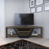 Sares TV cabinet oak look black 120 cm Old oak look, black Melamine coated wood composite