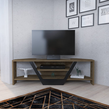 Sares TV cabinet oak look black 120 cm Old oak look, black Melamine coated wood composite